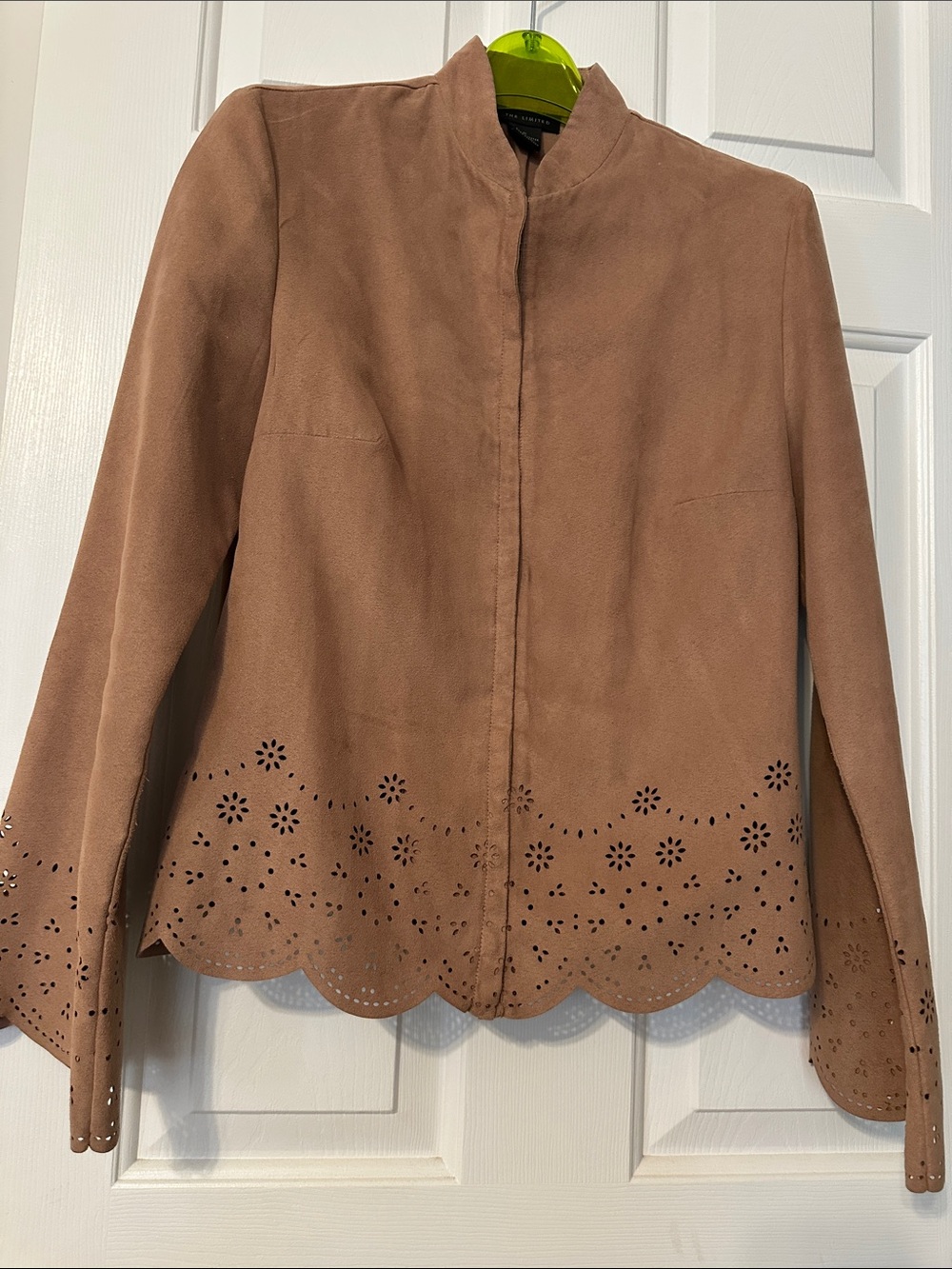 The Limited Tan Scalloped Suede-like Blazer